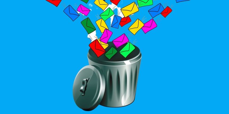 Illustration of a bin with trash falling inside of it