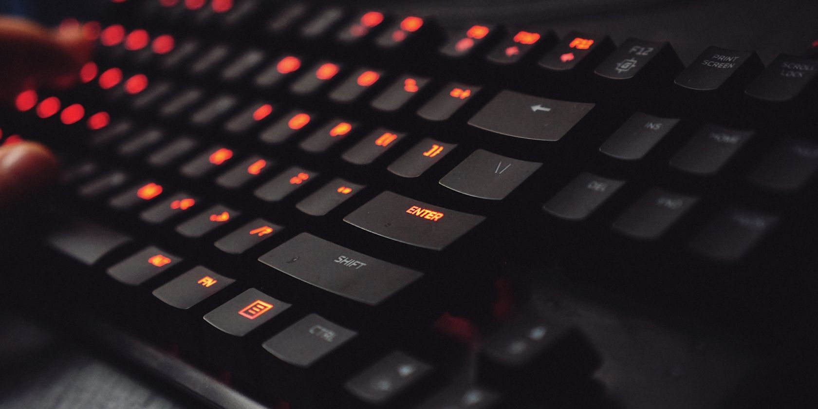 black lighted gaming keyboard