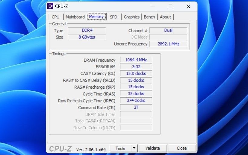 使用 CPU-Z 应用程序检查内存类型