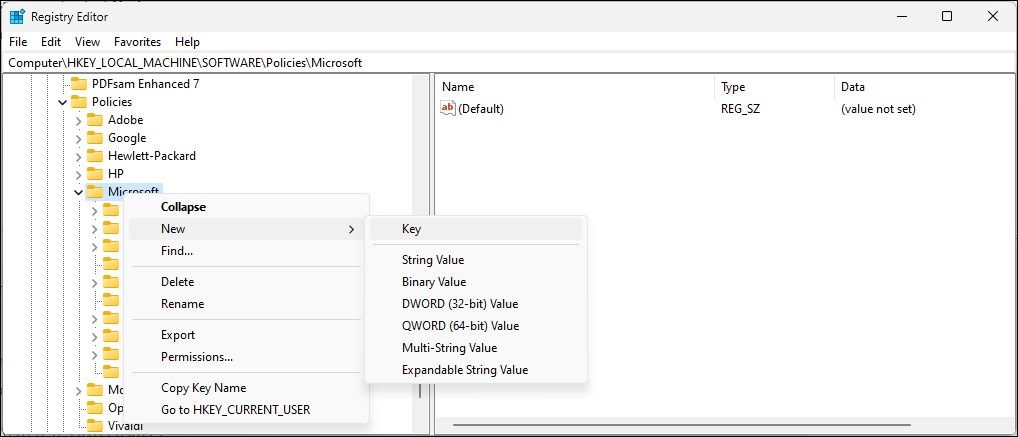 为 microsoft 子项注册表编辑器创建新项 WindowsInkWorkspace