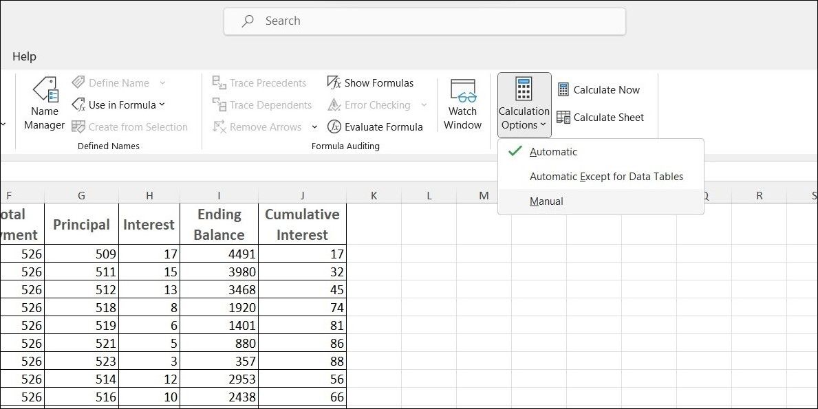 在 Excel 中启用手动计算