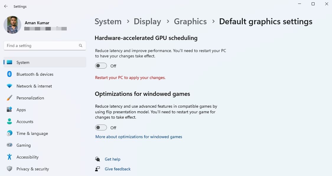 设置应用程序中的 GPU 调度选项