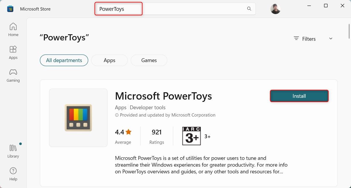 通过 Microsoft Store 安装 PowerToys