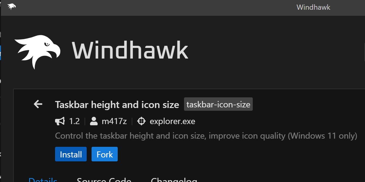 Windows 11 中 Windhawk 更改图标大小的屏幕截图