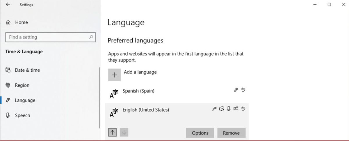 在 Windows 10 中设置新语言