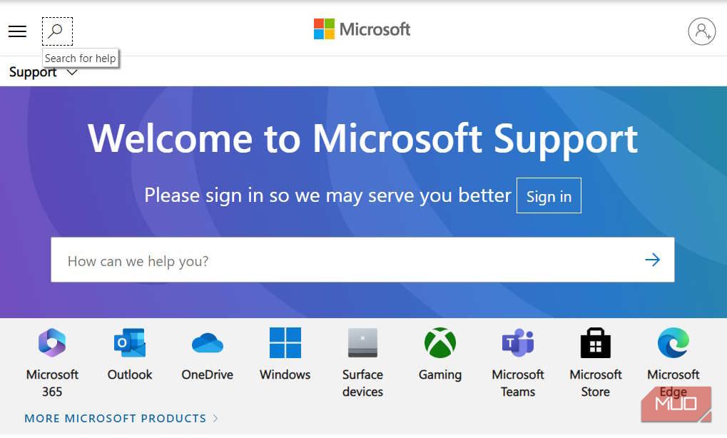 微软支持页面