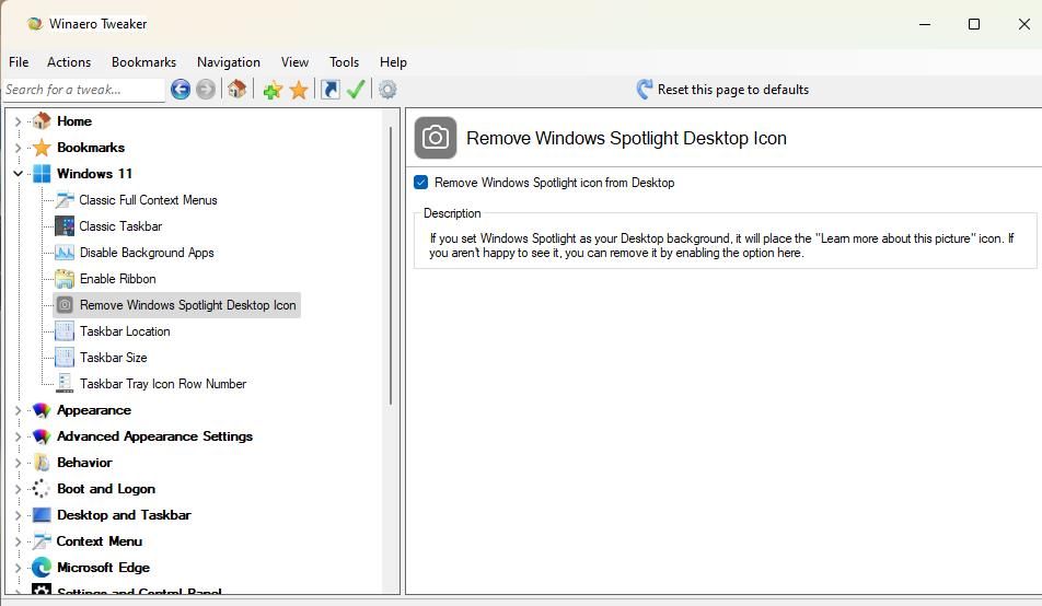 从桌面删除 Windows Spotlight 图标选项 