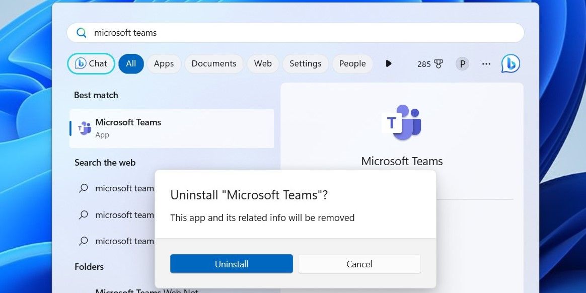 在 Windows 上卸载 Microsoft Teams