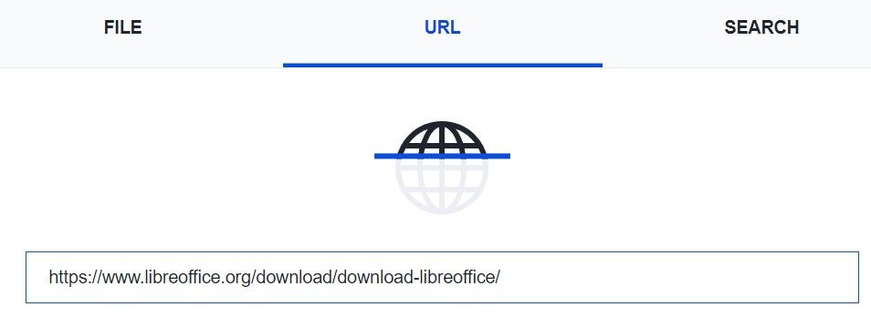 通过在 VirusTotal 官方网站中输入软件的 URL 来检查软件的真实性