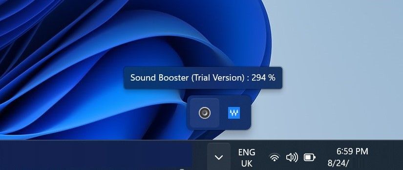 从 Windows 系统托盘中打开 Letasoft Sound Booster 应用程序