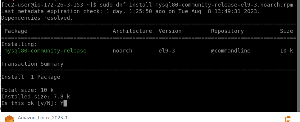 添加 mysql yum 存储库 amazon linux 2023