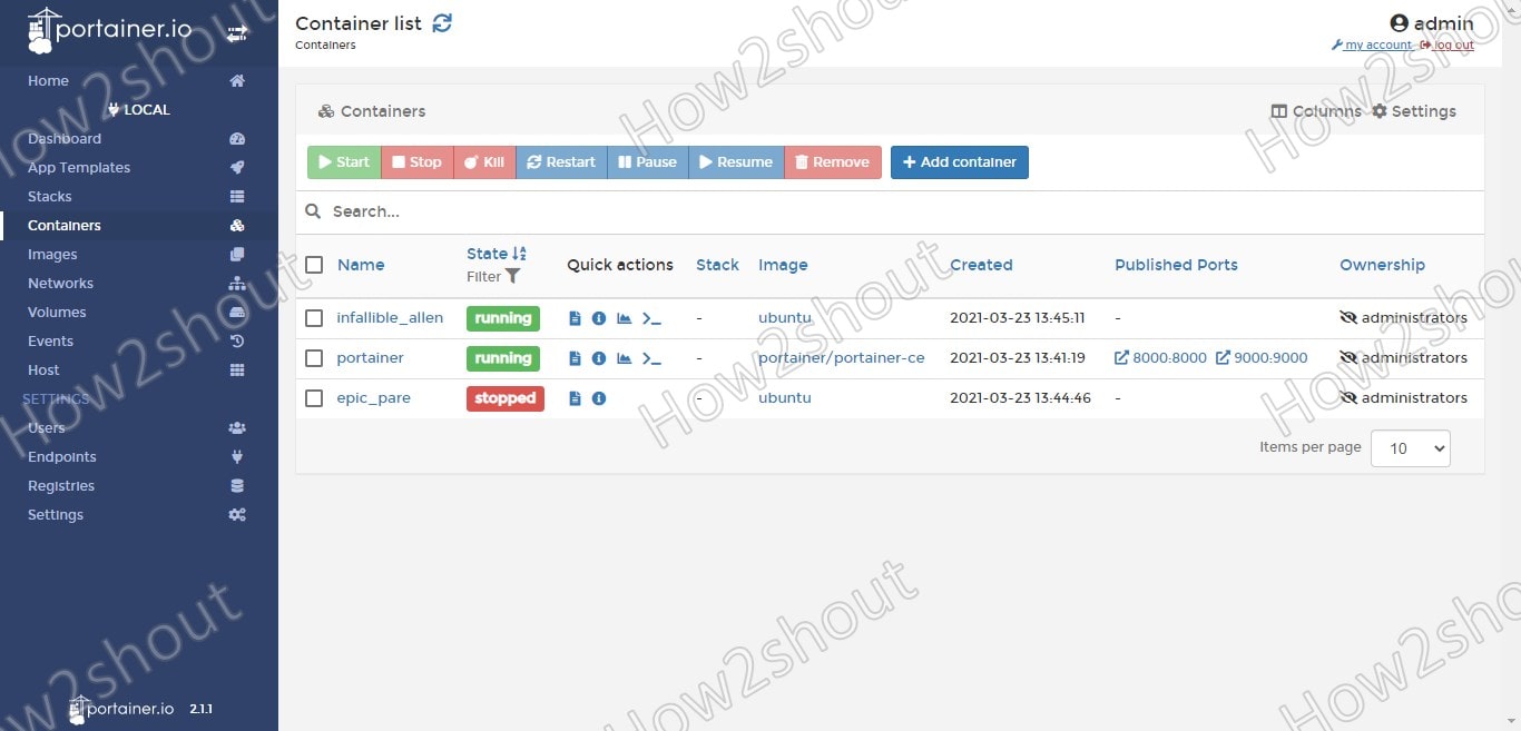 所有正在运行的容器 所有正在运行的容器