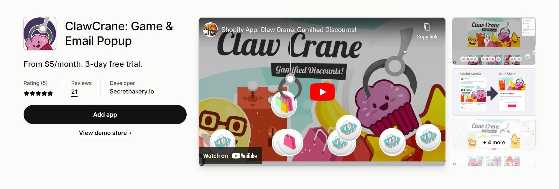 Clawcrane Shopify 游戏化应用程序