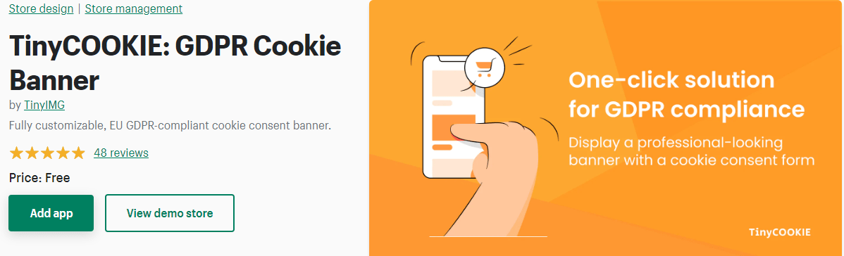 TinyCookie Shopify Cookie 应用程序