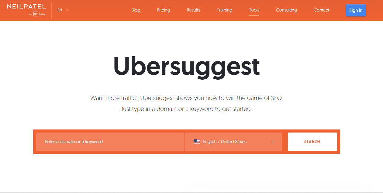 Ubersuggest SEO 工具