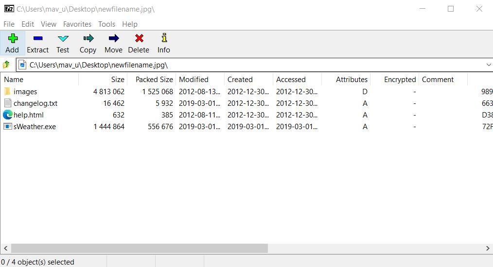 7-Zip 中的“提取”按钮