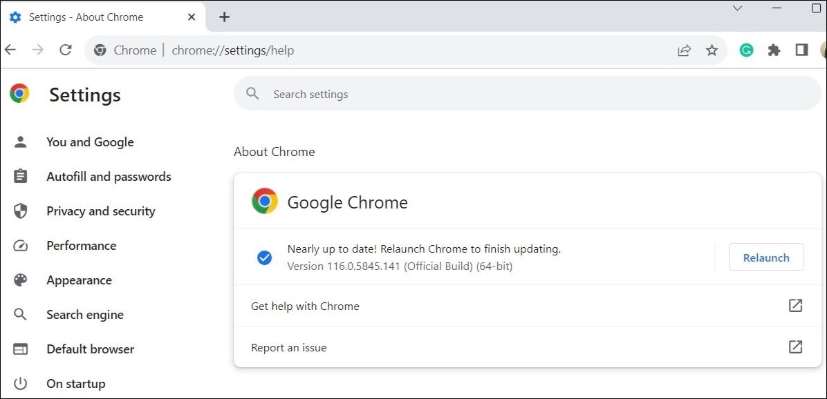 安装 Chrome 更新