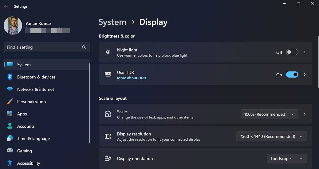 使用“设置”应用中的 HDR 选项