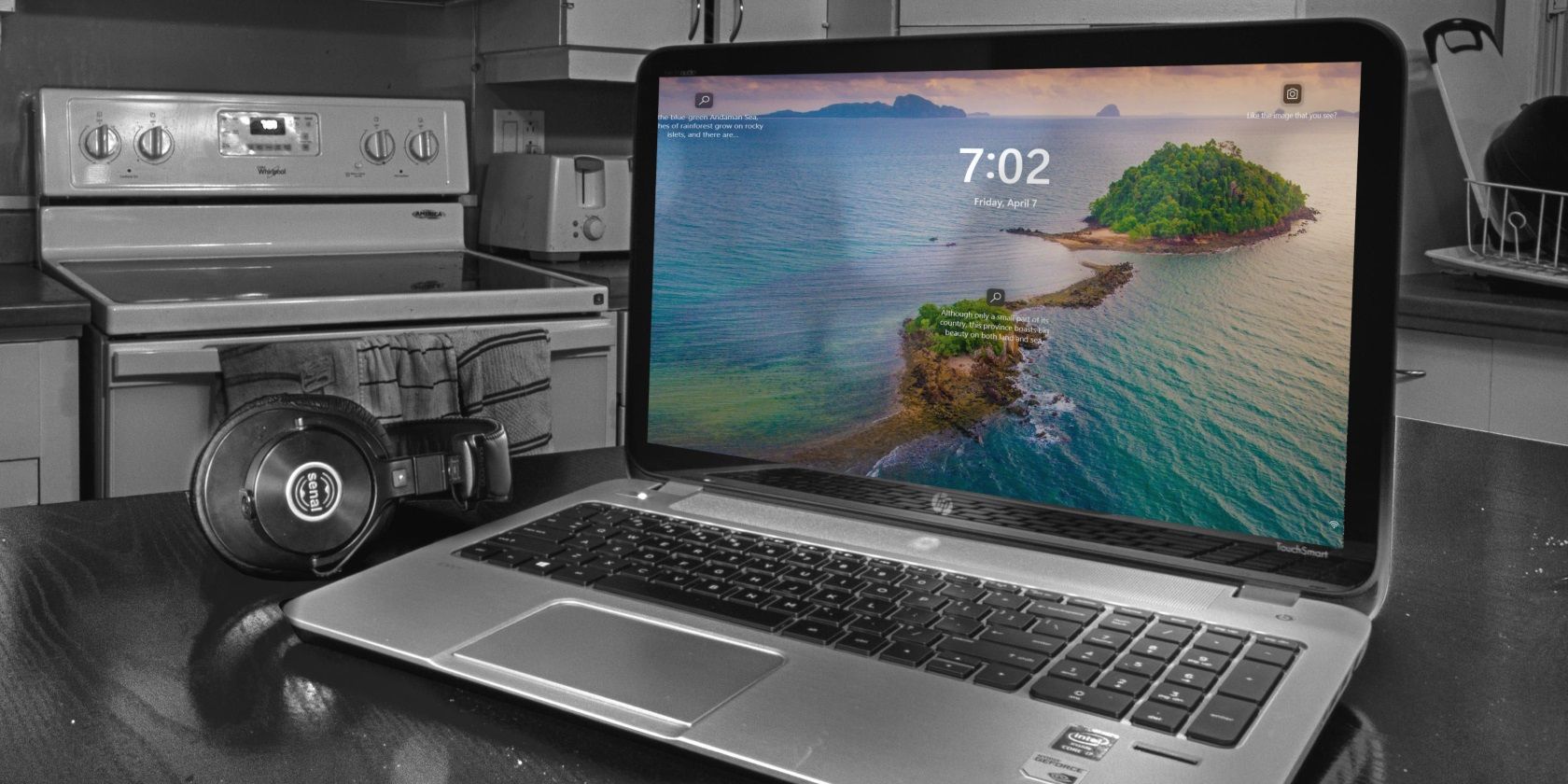 windows laptop on a kitchen table