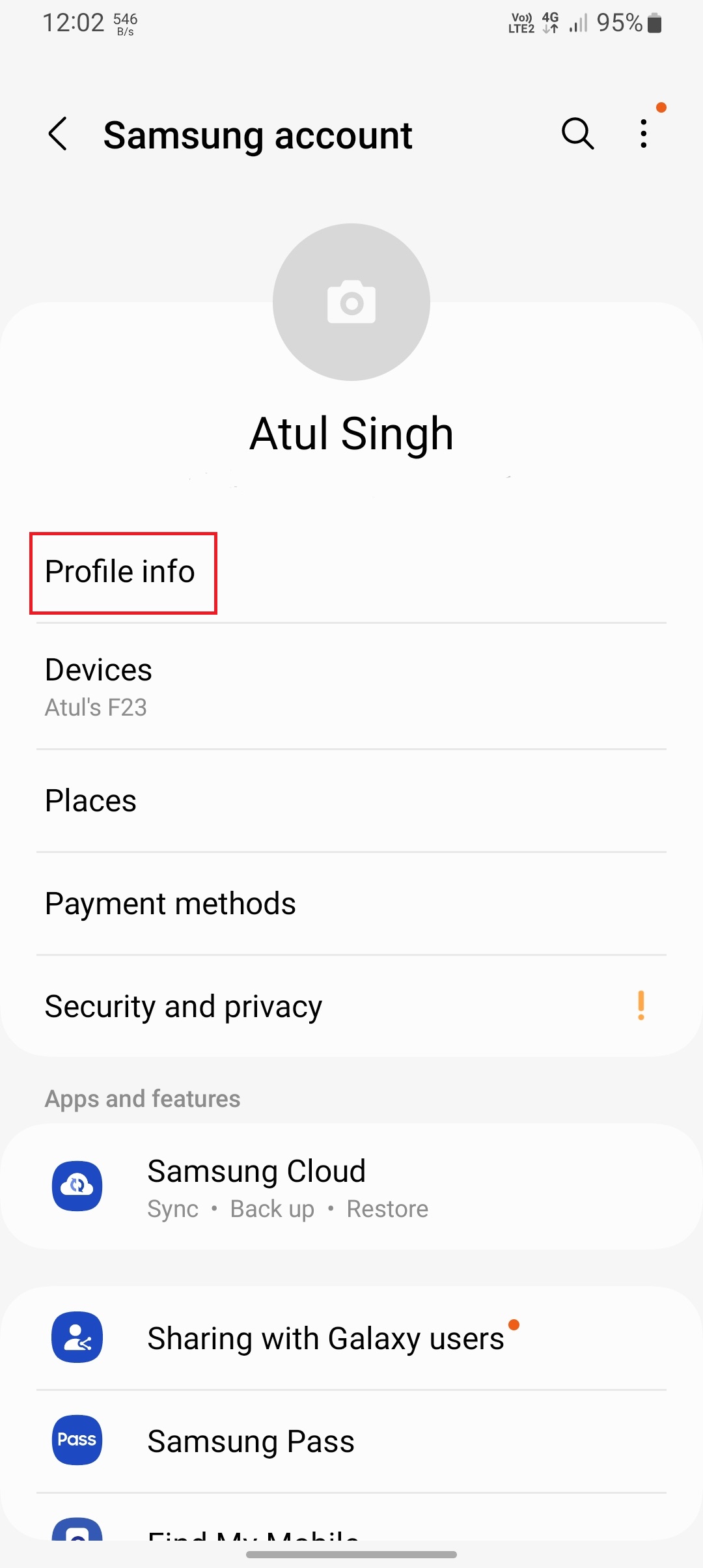 个人资料信息选项
