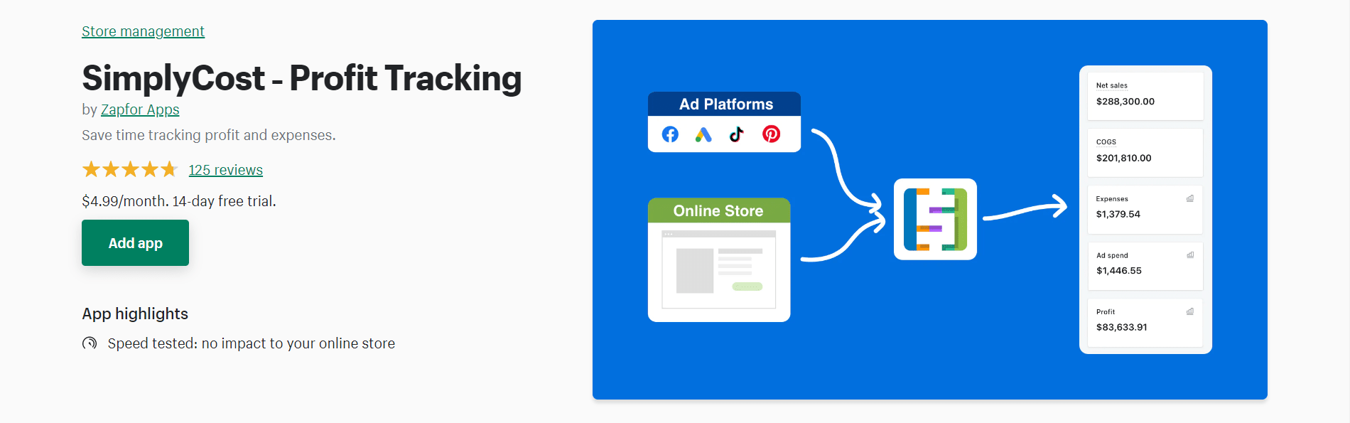 简单的成本利润跟踪应用程序
