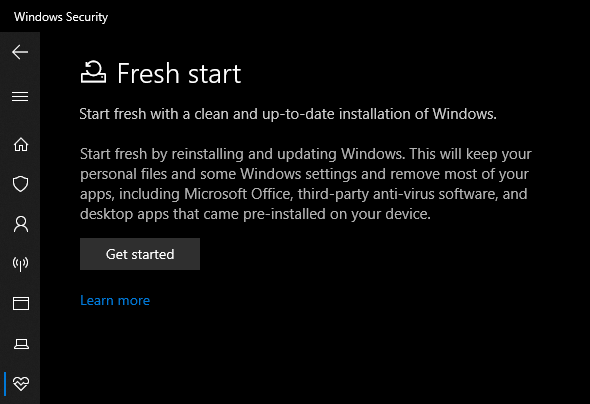 Windows 10 安全全新开始