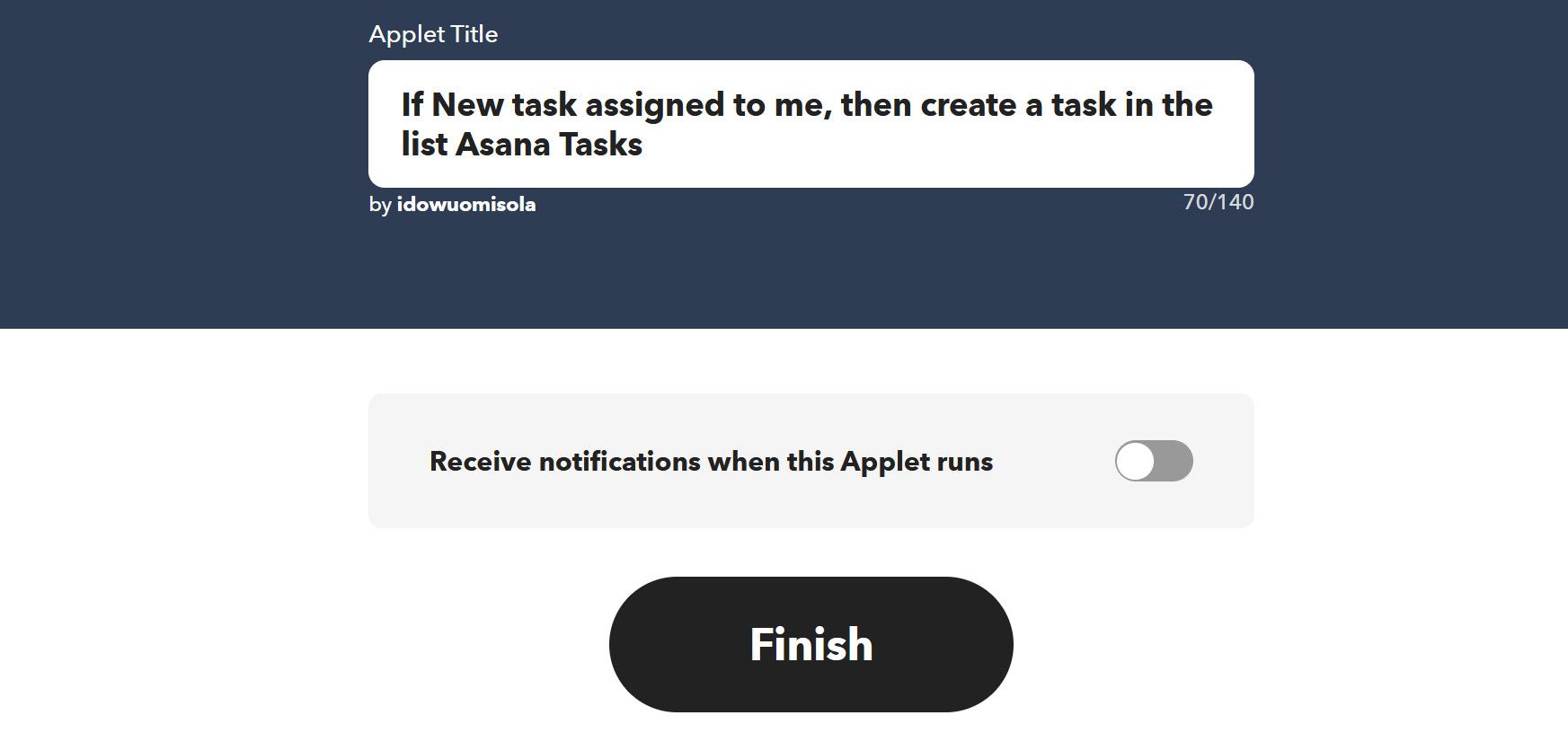 Asana 和 Microsoft To Do Applet 最后一步