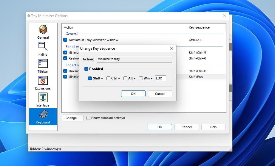 4t Tray Minimizer Options 中的热键设置