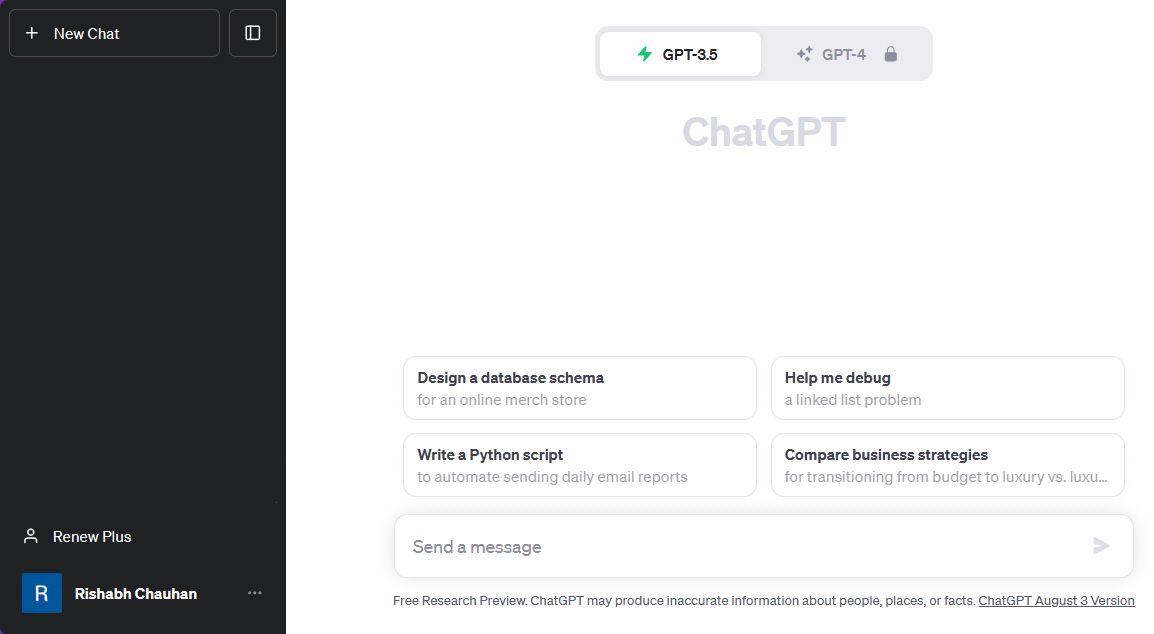 ChatGPT 网站截图