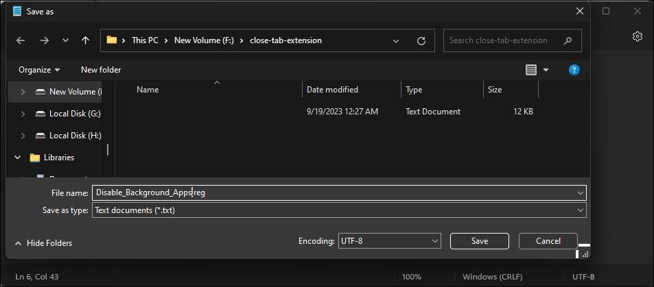 禁用后台应用程序 Windows 11 注册表编辑器保存