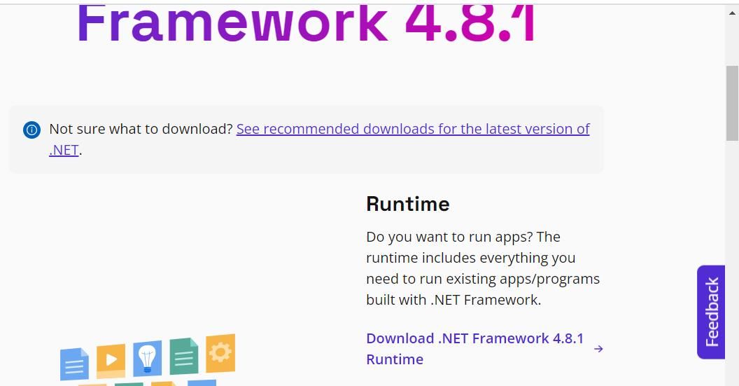 下载 .NET Framework 4.8.1 选项 