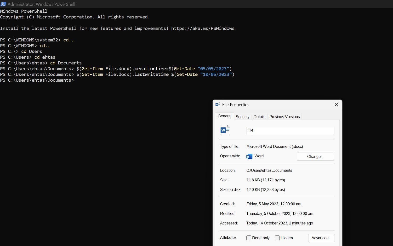 在 Powershell 中更改上次修改日期