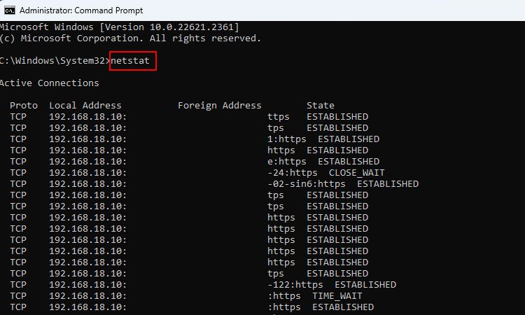 netstat 命令输出