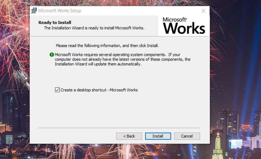 Microsoft Works 的安装选项