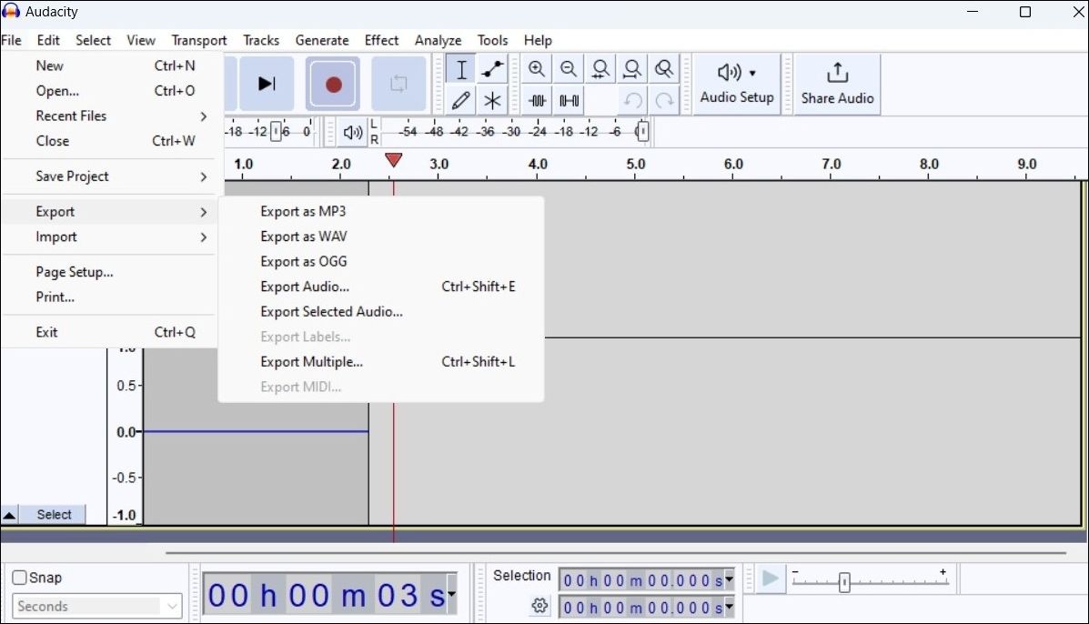 在 Windows 上使用 Audacity 应用程序