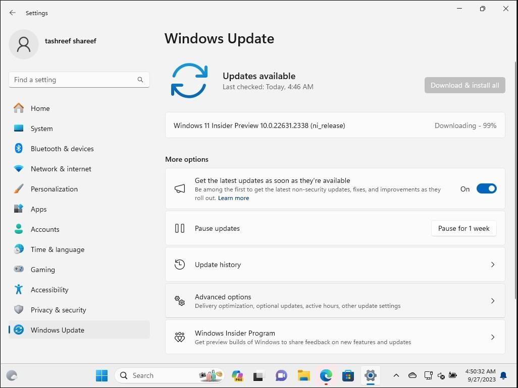 Windows Insider Preview 构建 下载 Windows 更新