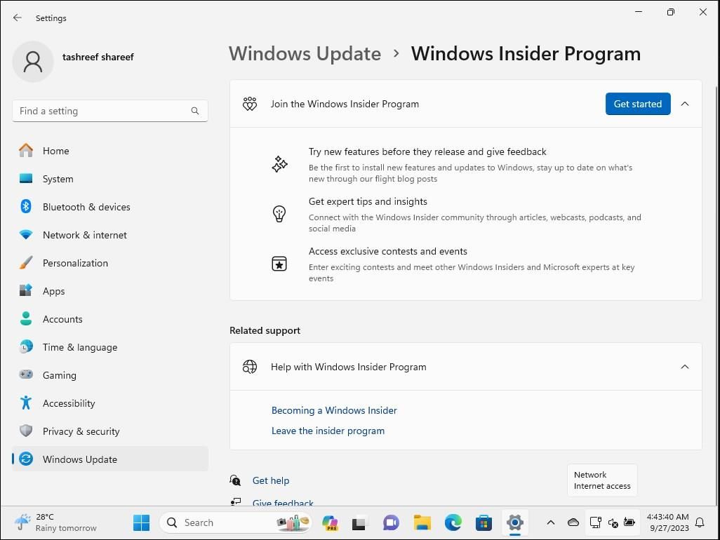 Windows Insider 程序入门 Windows 11 设置