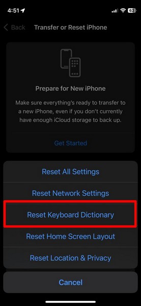 重置 iPhone 键盘词典 1 1