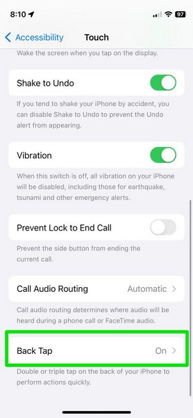 返回点击设置配置 iPhone 3