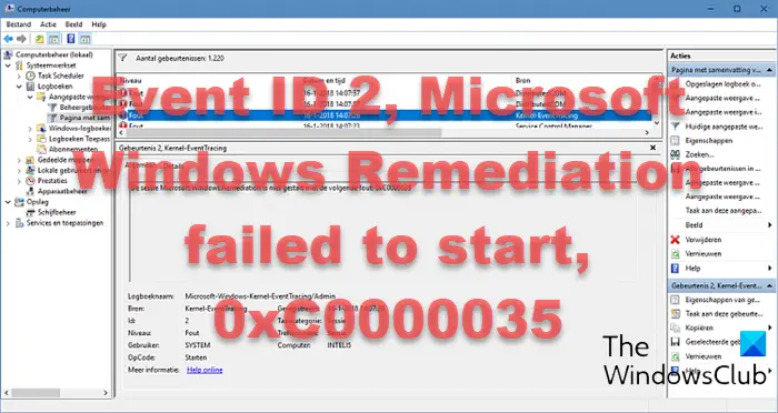 Microsoft Windows Remediation failed to start