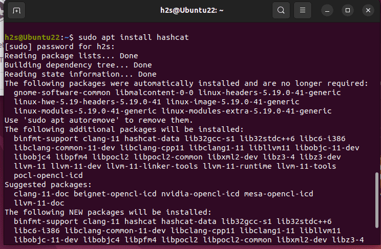 Hashcat Ubuntu installation