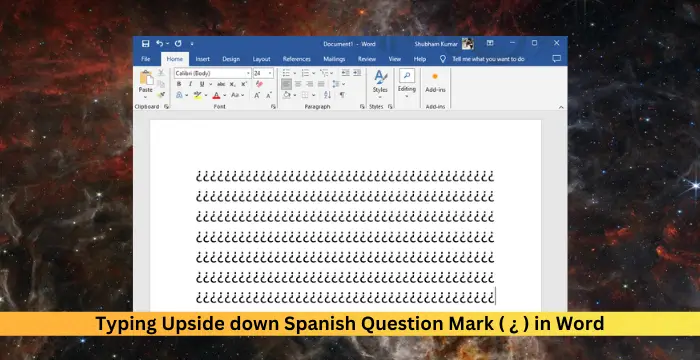 Typing Upside down Spanish Question Mark ¿ in Word