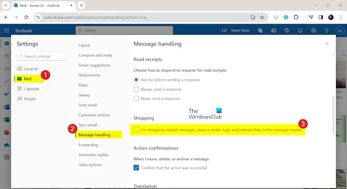 Hide shopping related message in outlook.png