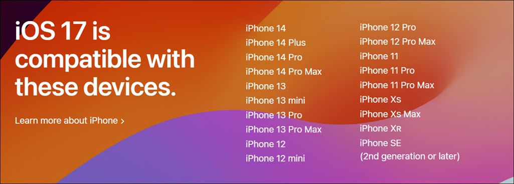 iOS 17 兼容设备