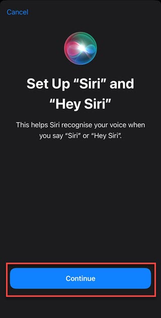 启动 Siri 设置