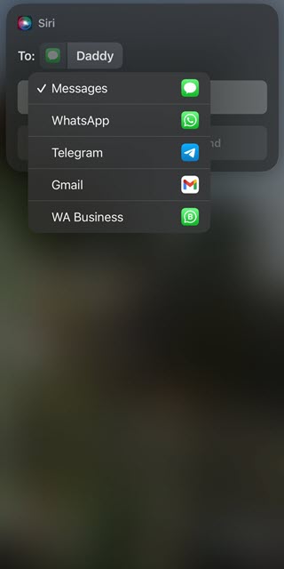 使用 Siri 通过第三方应用程序发送消息