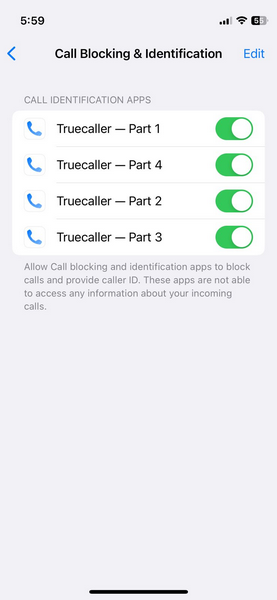 iPhone 手机 Truecaller 启用