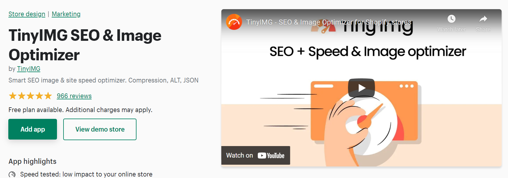 Tinyimg Shopify seo 应用程序