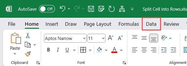 单击数据选项卡