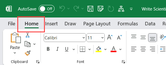 单击功能区中的主页选项卡